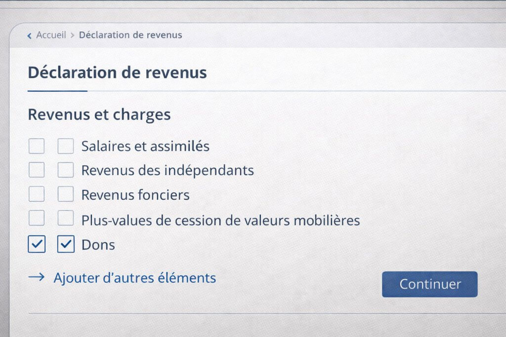 Formulaire de declaration d’impots en ligne avec la case don cochee